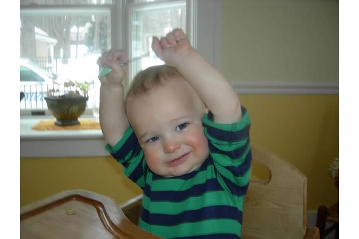Baby engaging in torticollis activity.
